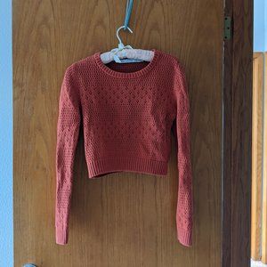 Cropped eyelet sweater